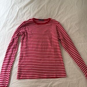 Brandy Melville Striped Long Sleeve Tee - Red & Pink